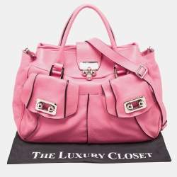 Pre Owned Celine Fuchsia Leather Blossom Satchel
