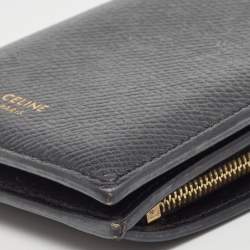 Pre Owned Celine Black Leather Zip Bifold Compact Wallet