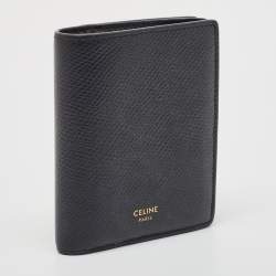 Pre Owned Celine Black Leather Zip Bifold Compact Wallet