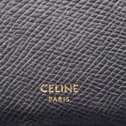 Pre Owned Celine Black Leather Zip Bifold Compact Wallet