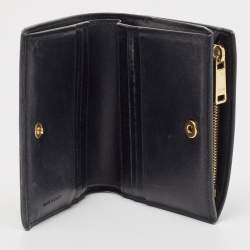 Pre Owned Celine Black Leather Zip Bifold Compact Wallet