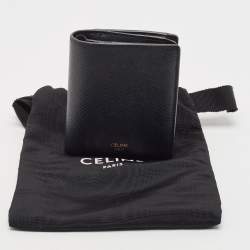 Pre Owned Celine Black Leather Zip Bifold Compact Wallet
