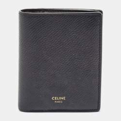 Pre Owned Celine Black Leather Zip Bifold Compact Wallet
