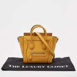 Céline Mustard Leather Nano Luggage Tote