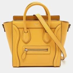 Céline Mustard Leather Nano Luggage Tote