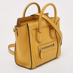 Céline Mustard Leather Nano Luggage Tote