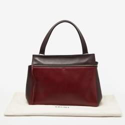Pre Owned Celine Burgundy/Red Leather Large Edge Top Handle Bag