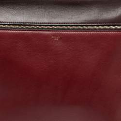 Pre Owned Celine Burgundy/Red Leather Large Edge Top Handle Bag
