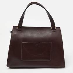 Pre Owned Celine Burgundy/Red Leather Large Edge Top Handle Bag