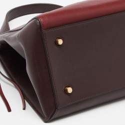 Pre Owned Celine Burgundy/Red Leather Large Edge Top Handle Bag