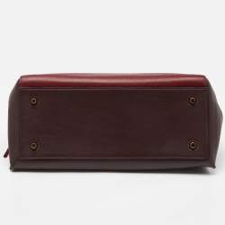 Pre Owned Celine Burgundy/Red Leather Large Edge Top Handle Bag