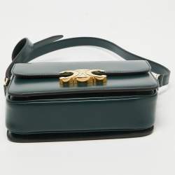 Pre Owned Celine Dark Green Leather Teen Triomphe Shoulder Bag