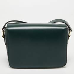 Pre Owned Celine Dark Green Leather Teen Triomphe Shoulder Bag