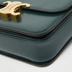 Pre Owned Celine Dark Green Leather Teen Triomphe Shoulder Bag