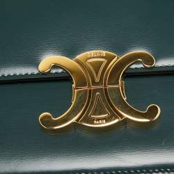 Pre Owned Celine Dark Green Leather Teen Triomphe Shoulder Bag
