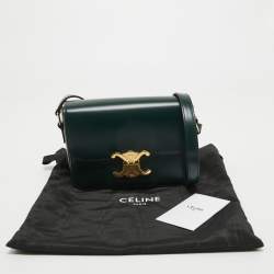 Pre Owned Celine Dark Green Leather Teen Triomphe Shoulder Bag