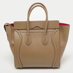 Pre Owned Celine Beige Leather Mini Luggage Tote