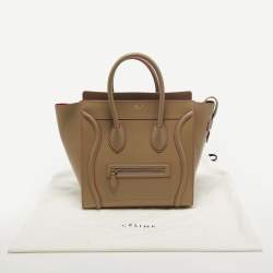 Pre Owned Celine Beige Leather Mini Luggage Tote