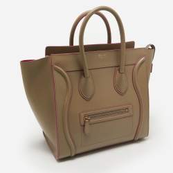 Pre Owned Celine Beige Leather Mini Luggage Tote