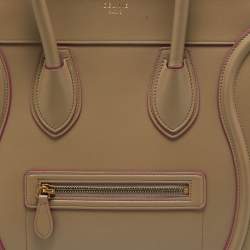 Pre Owned Celine Beige Leather Mini Luggage Tote