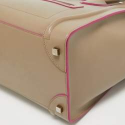 Pre Owned Celine Beige Leather Mini Luggage Tote