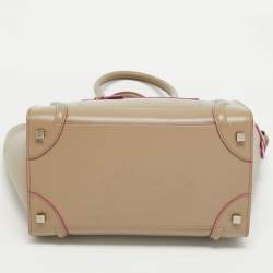 Pre Owned Celine Beige Leather Mini Luggage Tote