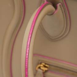 Pre Owned Celine Beige Leather Mini Luggage Tote