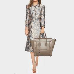 Pre Owned Celine Beige Leather Mini Luggage Tote
