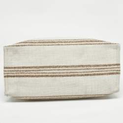 Pre Owned Celine Beige/Brown Striped Jacquard Cabas Thais Tote