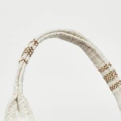 Pre Owned Celine Beige/Brown Striped Jacquard Cabas Thais Tote