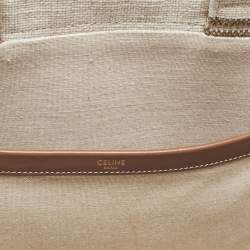 Pre Owned Celine Beige/Brown Striped Jacquard Cabas Thais Tote