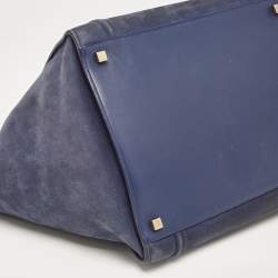 Pre Owned Celine Two Tone Blue Nubuck and Leather Medium Phantom Tote