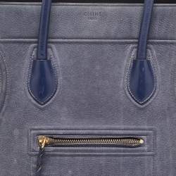 Pre Owned Celine Two Tone Blue Nubuck and Leather Medium Phantom Tote