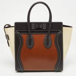 Pre Owned Celine Tricolor Leather Micro Luggage Tote