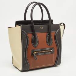 Pre Owned Celine Tricolor Leather Micro Luggage Tote