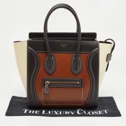 Pre Owned Celine Tricolor Leather Micro Luggage Tote
