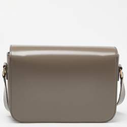 Pre Owned Celine Grey Leather Triomphe Shoulder Bag