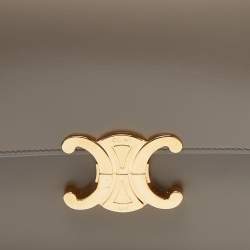 Pre Owned Celine Grey Leather Triomphe Shoulder Bag