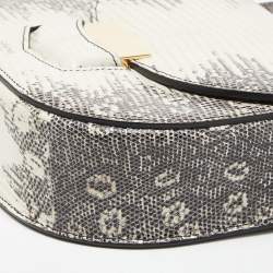 Pre Owned Celine Cream/Black Lizard Small Trotteur Crossbody Bag
