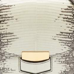 Pre Owned Celine Cream/Black Lizard Small Trotteur Crossbody Bag