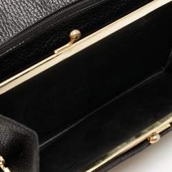 Pre Owned Celine Black Leather Flap Continental Wallet 