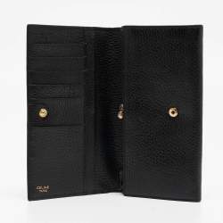 Pre Owned Celine Black Leather Flap Continental Wallet 