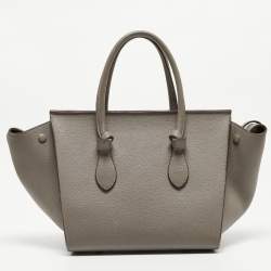 Pre Owned Celine Grey Leather Mini Tie Tote