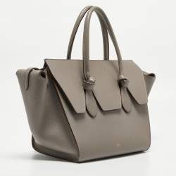 Pre Owned Celine Grey Leather Mini Tie Tote