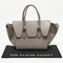 Pre Owned Celine Grey Leather Mini Tie Tote