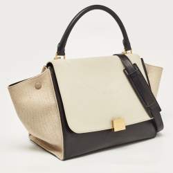 Pre Owned Celine Tri Color Canvas and Leather Medium Trapeze Bag