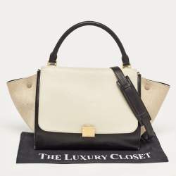 Pre Owned Celine Tri Color Canvas and Leather Medium Trapeze Bag