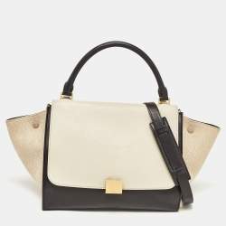 Pre Owned Celine Tri Color Canvas and Leather Medium Trapeze Bag