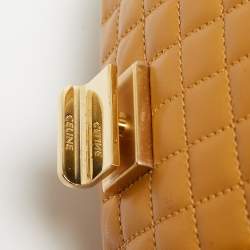 Pre Owned Celine Tan Quilted Leather Small C Flap Bag
