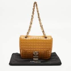 Pre Owned Celine Tan Quilted Leather Small C Flap Bag